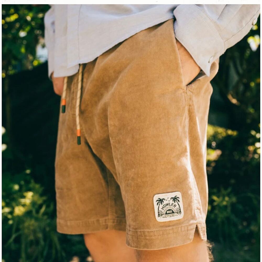 Men's Howler Bros Pressure Drop Cord Corduroy Shorts 32 7" Casual Pharoah Tan